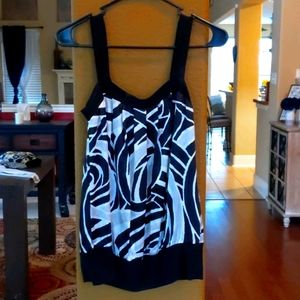 White Black Sleeveless Satin Dress Tank